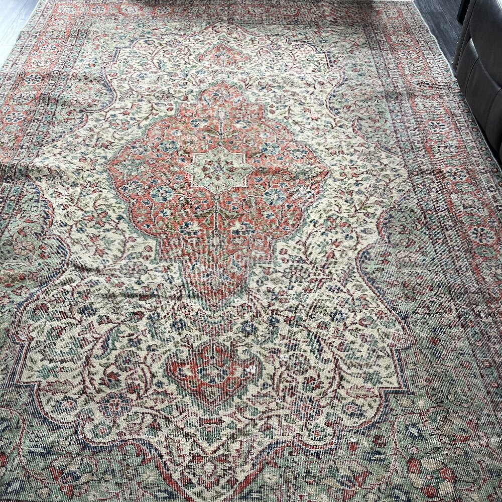 Vintage Turkish Wool on Cotton Rug / 11 ft x 7.3 ft